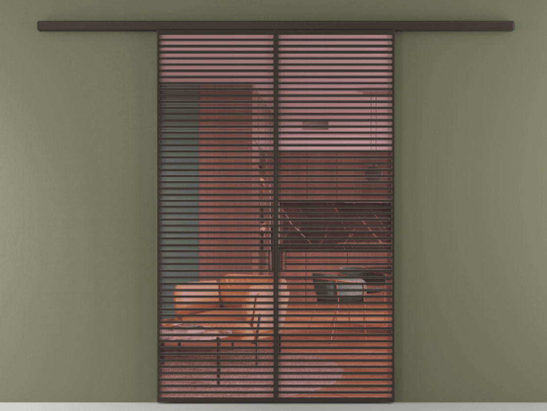 Перегородка Формато вдоль стены 2 створки АЛПР 040.07 Алюминий антрацит Прозрачное розовое стекло, триплекс Цена 18300 Br | Volhovec