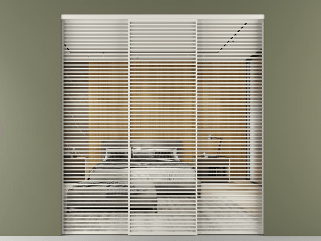 Перегородка Формато внутри проёма 3 створки АЛПР 040.07 Алюминий Белый Двустороннее зеркало, триплекс , триплекс 6 мм Цена 23410 Br | Volhovec