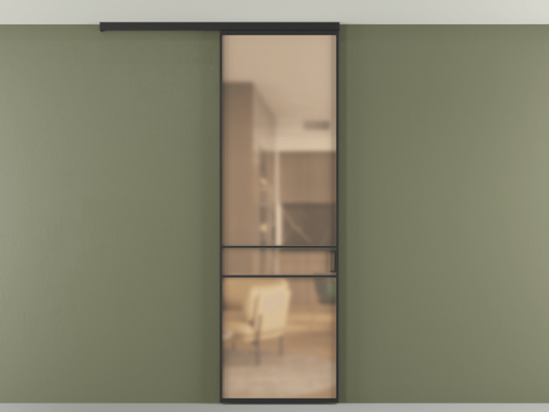 Перегородка Формато вдоль стены на потолок 1 створка АЛПР 040.02 Алюминий Черный Сатинированное оранжевое стекло, триплекс Цена 5000 Br | Volhovec