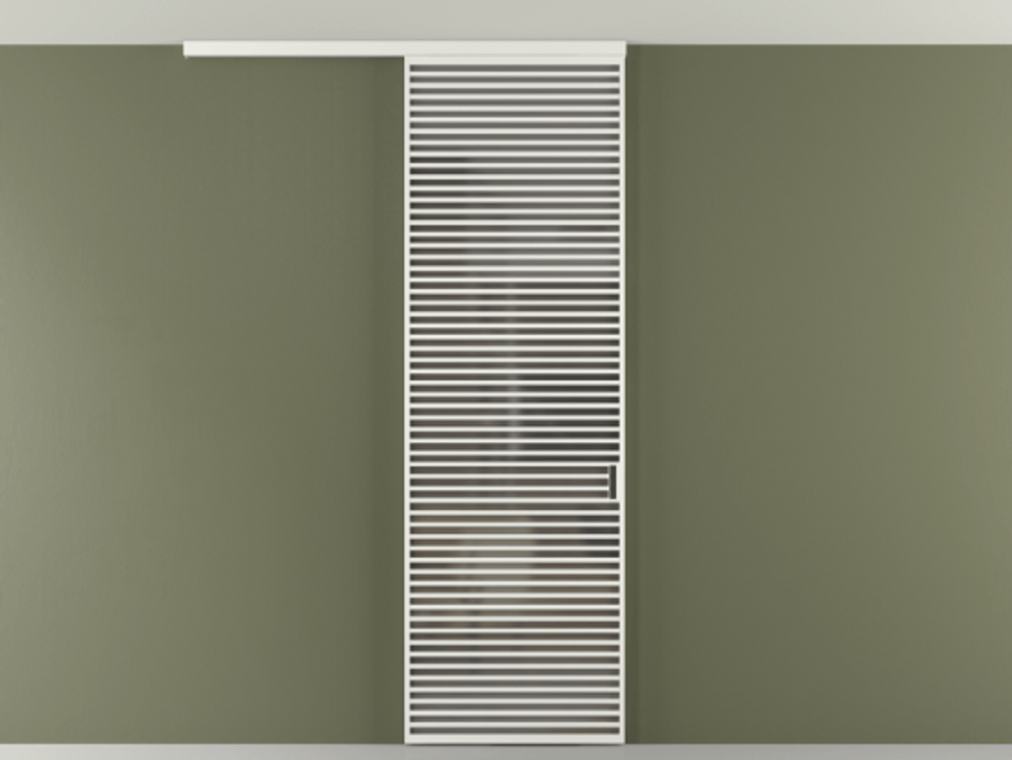 Перегородка Формато вдоль стены на потолок 1 створка АЛПР 040.07 Алюминий светло-серый Сатинированное серое стекло, триплекс Цена 9500 Br | Volhovec