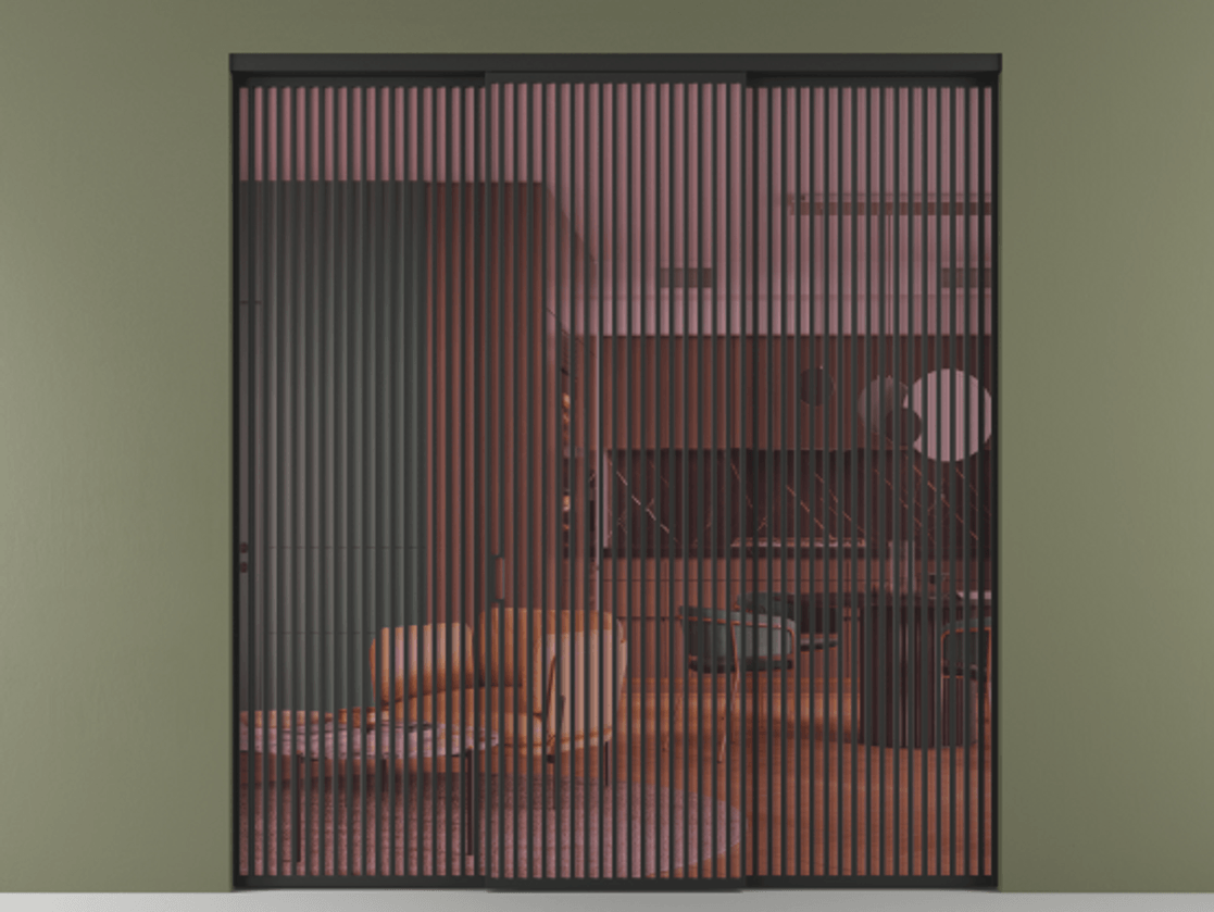 Перегородка Formato внутри проёма 3 створки АЛПР 040.06 Алюминий Черный Прозрачное розовое стекло, триплекс Цена 24700 Br | Volhovec