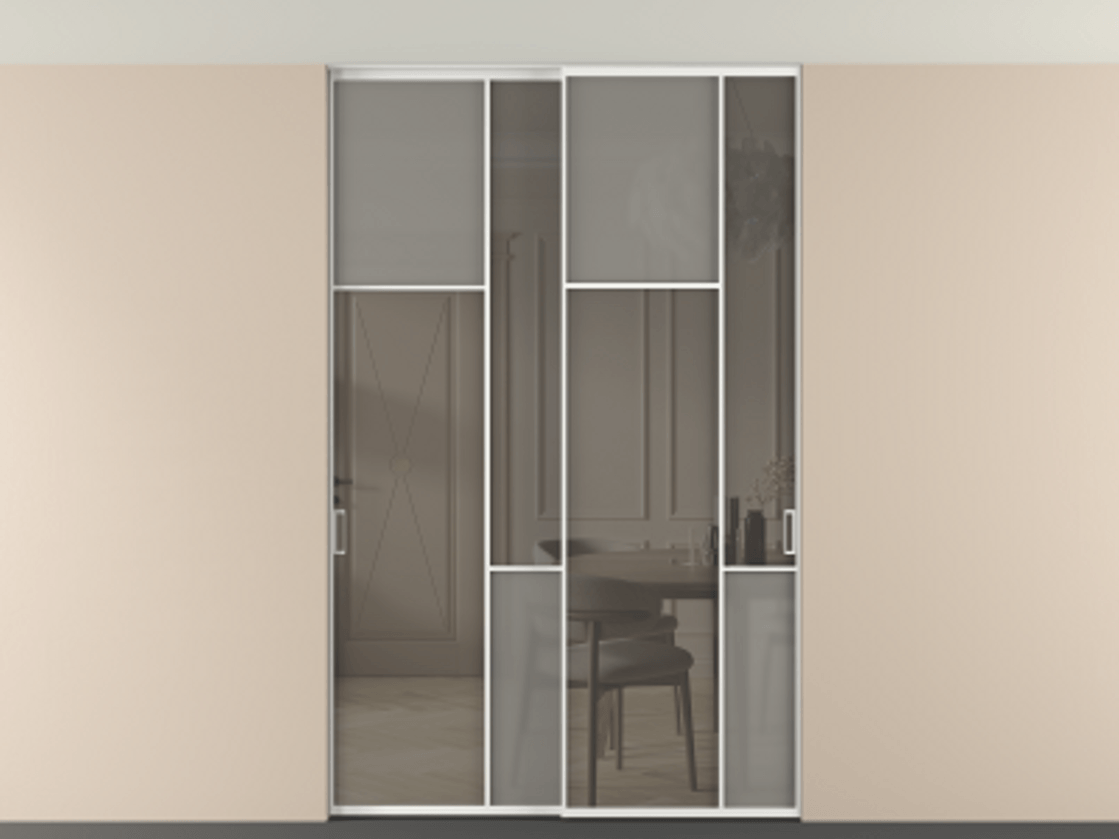 Перегородка Мозаик внутри проёма скрытое крепление в потолок 2 створки АЛПР 041.10 Алюминий белоснежный Сатинированное серое стекло, триплекс, 6 мм + Прозрачное серое стекло, триплекс. Цена 17350 Br . Фабрика дверей Волховец 8 (800) 551 43 19 Перегородка Мозаик внутри проёма скрытое крепление в потолок 2 створки АЛПР 041.10 Алюминий белоснежный Сатинированное серое стекло, триплекс, 6 мм + Прозрачное серое стекло, триплекс Цена 17350 Br | Volhovec