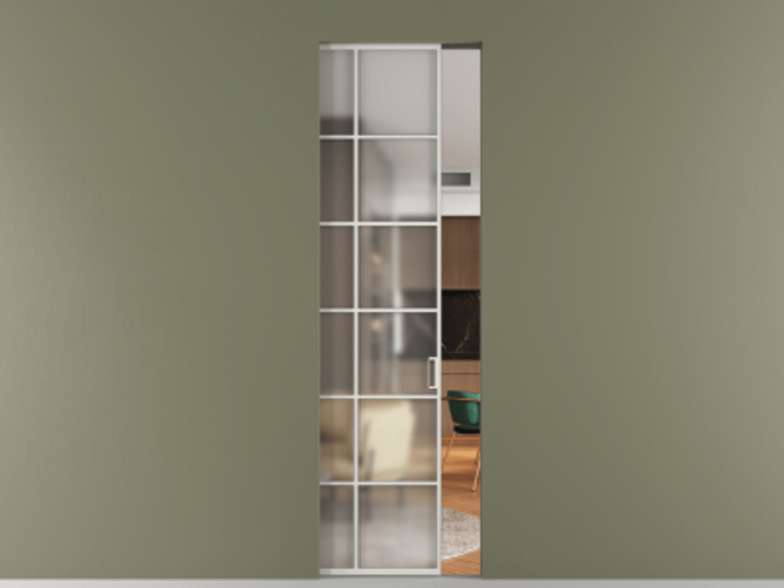 Перегородка Formato скрытый пенал 1 створка АЛПР 040.05 Алюминий серый Сатинированное стекло "Мателюкс Кристал Вижн", калёное, матовое, каленое 6 мм. Цена 9960 Br . Фабрика дверей Волховец 8 (800) 551 43 19 Перегородка Formato скрытый пенал 1 створка АЛПР 040.05 Алюминий серый Сатинированное стекло "Мателюкс Кристал Вижн", калёное, матовое, каленое 6 мм Цена 9960 Br | Volhovec