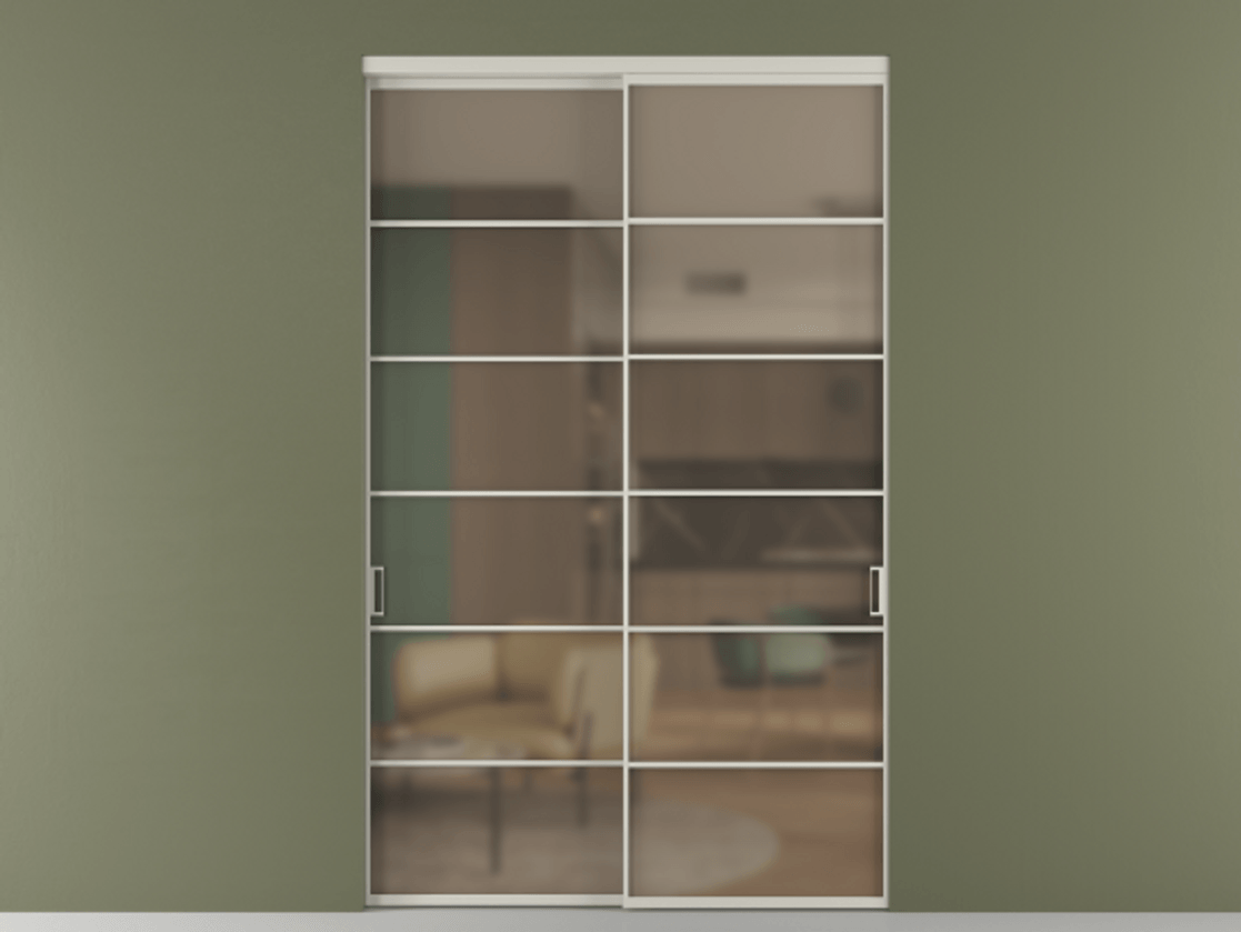 Перегородка Формато внутри проёма 2 створки АЛПР 040.04 Алюминий тёплый серый Сатинированное бронзовое стекло, триплекс. Цена 23340 Br 1. Полотно 2 шт. (800/2100 мм)
2. Комплект установки раздвижной системы
3. Базовый комплект фурнитуры
4.Ручка Рондо. Фабрика дверей Волховец 8 (800) 551 43 19 Перегородка Формато внутри проёма 2 створки АЛПР 040.04 Алюминий тёплый серый Сатинированное бронзовое стекло, триплекс Цена 23340 Br | Volhovec