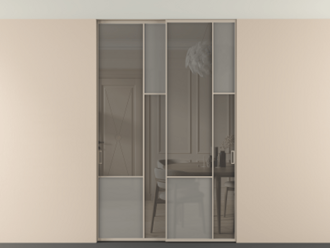 Перегородка Мозаик внутри проёма скрытое крепление в потолок 2 створки АЛПР 041.12 Алюминий бисквитный Сатинированное серое стекло, триплекс, 6 мм + Прозрачное серое стекло, триплекс. Цена 17350 Br . Фабрика дверей Волховец 8 (800) 551 43 19 Перегородка Мозаик внутри проёма скрытое крепление в потолок 2 створки АЛПР 041.12 Алюминий бисквитный Сатинированное серое стекло, триплекс, 6 мм + Прозрачное серое стекло, триплекс Цена 17350 Br | Volhovec