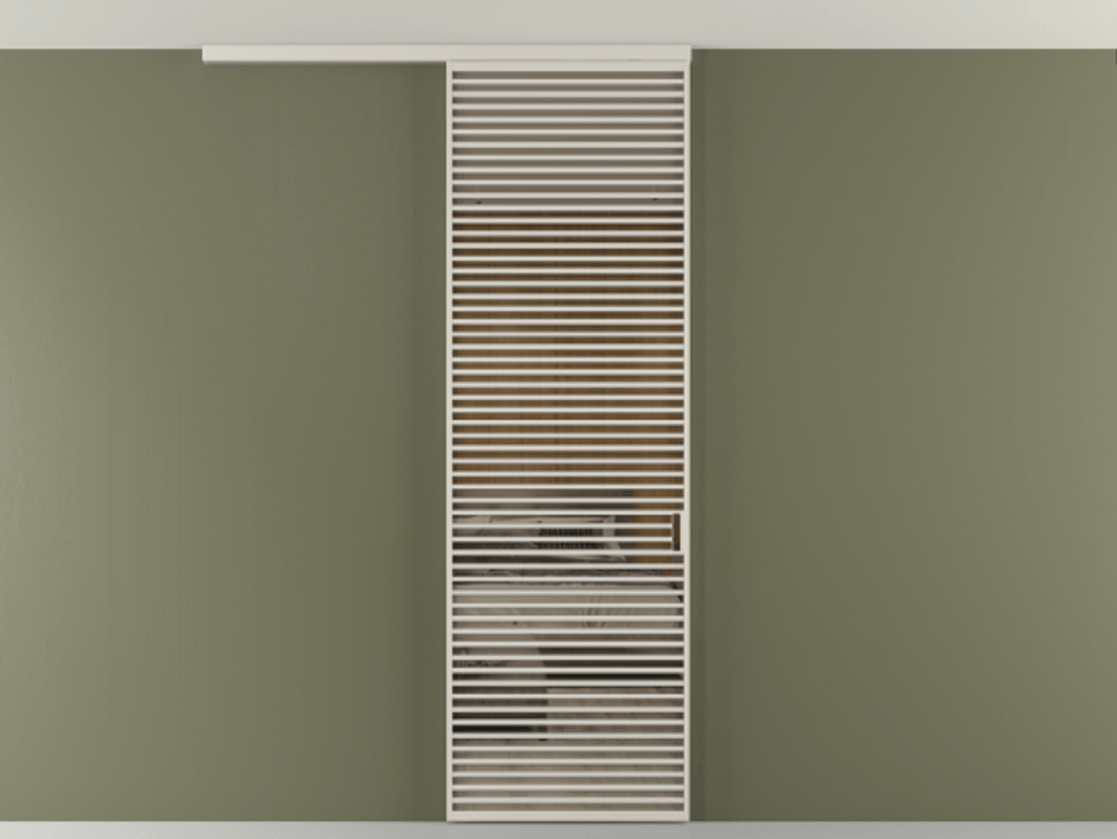 Перегородка Формато вдоль стены на потолок 1 створка АЛПР 040.07 Алюминий облачно-серый Рефлективное бронзовое стекло "Стопсол", калёное Цена 10350 Br | Volhovec