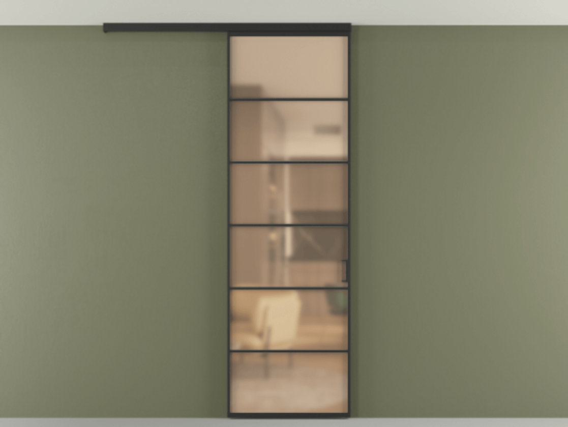 Перегородка Формато вдоль стены на потолок 1 створка АЛПР 040.04 Алюминий Черный Сатинированное оранжевое стекло, триплекс Цена 5300 Br | Volhovec