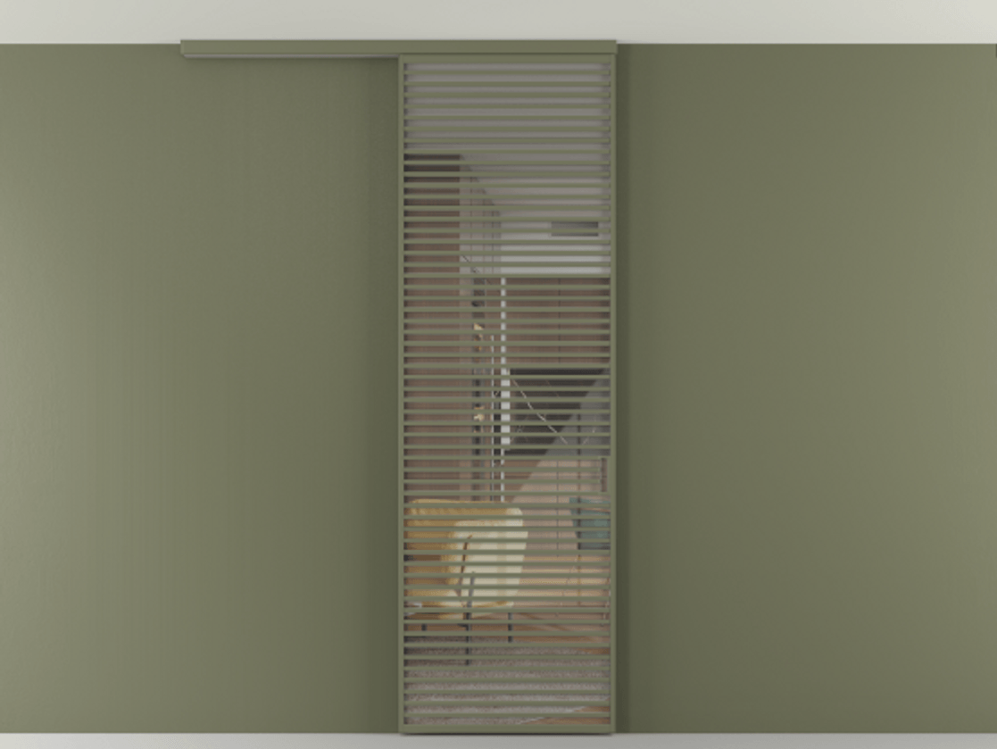 Перегородка Formato вдоль стены на потолок 1 створка АЛПР 040.07 Алюминий оливковый тёмный Рефлективное прозрачное стекло "Стопсол", калёное Цена 12470 Br | Volhovec