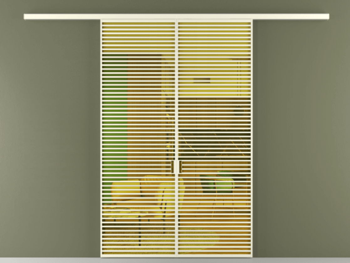 Перегородка Formato вдоль стены 2 створки АЛПР 040.07 Алюминий молочно-белый Прозрачное жёлтое стекло, триплекс Цена 22900 Br | Volhovec