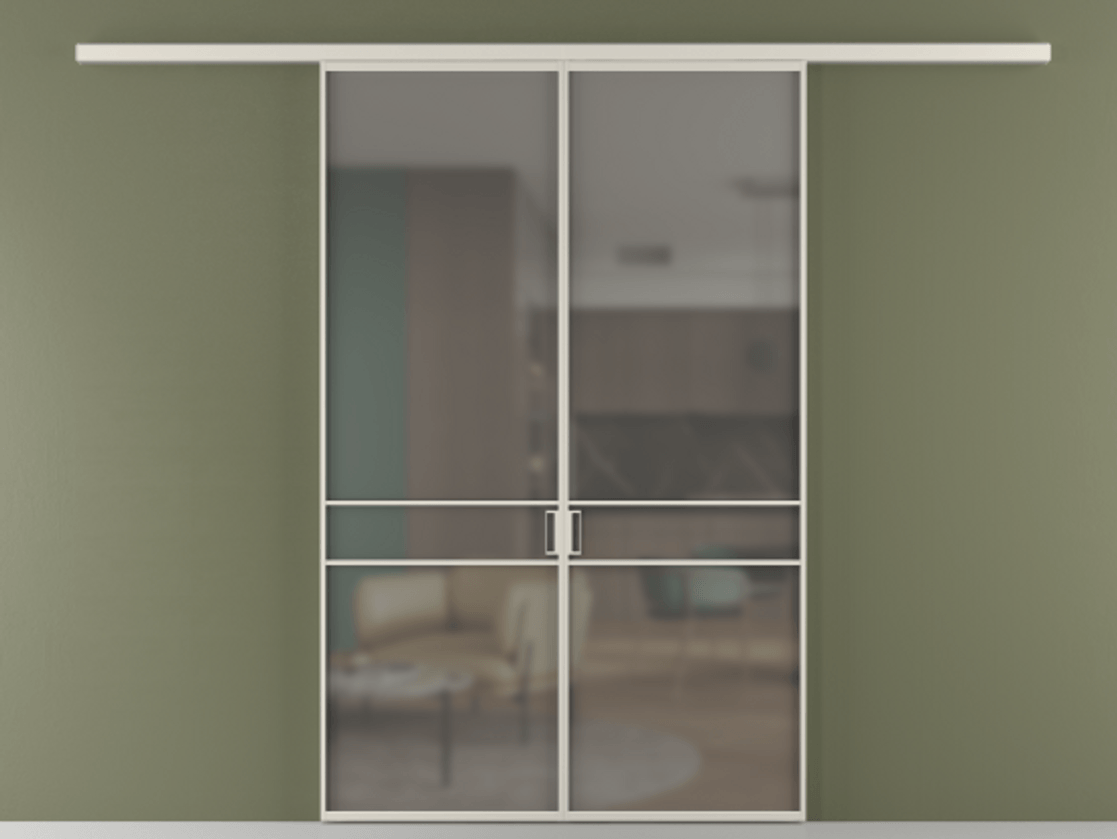 Перегородка Formato вдоль стены 2 створки АЛПР 040.02 Алюминий облачно-серый Сатинированное серое стекло, триплекс Цена 12460 Br | Volhovec