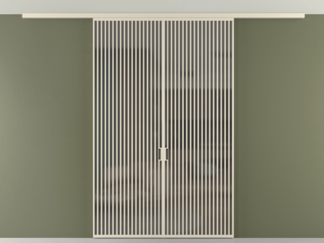 Перегородка Формато вдоль стены на потолок 2 створки АЛПР 040.06 Алюминий бежево-серый Сатинированное серое стекло, триплекс Цена 23710 Br | Volhovec