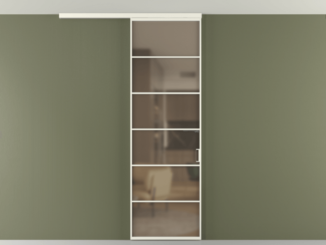 Перегородка Formato вдоль стены на потолок 1 створка АЛПР 040.04 Алюминий жемчужный Сатинированное бронзовое стекло, триплекс Цена 5520 Br | Volhovec