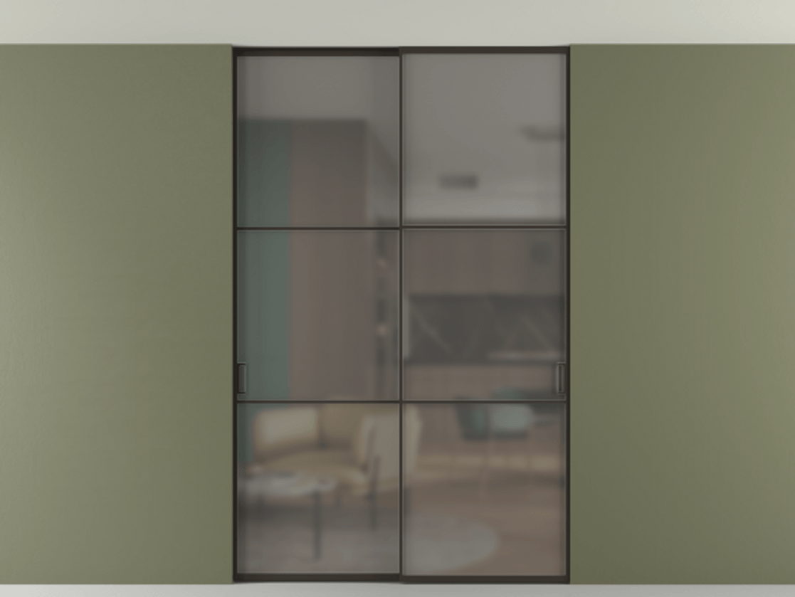 Перегородка Formato внутри проёма скрытое крепление в потолок 2 створки АЛПР 040.03 Алюминий антрацит Сатинированное серое стекло, триплекс. Цена 15480 Br 1. Полотно 2 шт. (800/2100 мм)
2. Комплект установки раздвижной системы
3. Базовый комплект фурнитуры
4. Ручка RONDO. Фабрика дверей Волховец 8 (800) 551 43 19 Перегородка Formato внутри проёма скрытое крепление в потолок 2 створки АЛПР 040.03 Алюминий антрацит Сатинированное серое стекло, триплекс Цена 15480 Br | Volhovec