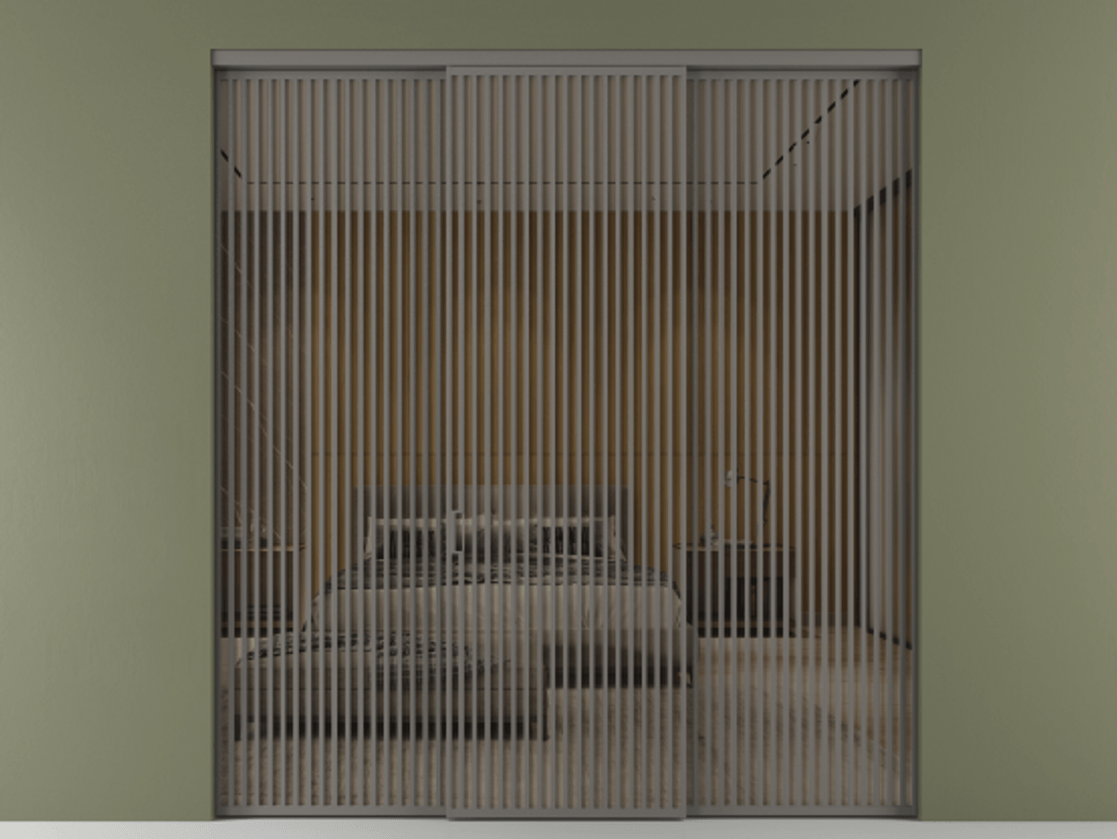 Перегородка Formato внутри проёма 3 створки АЛПР 040.06 Алюминий классический серый Рефлективное бронзовое стекло "Stopsol", калёное Цена 32700 Br | Volhovec