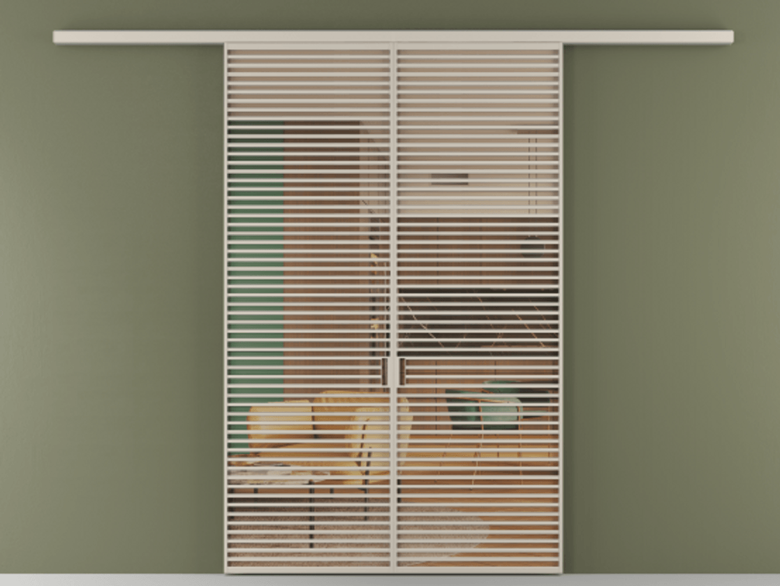 Перегородка Формато вдоль стены 2 створки АЛПР 040.07 Алюминий светло-бежевый Прозрачное оранжевое стекло, триплекс Цена 18300 Br | Volhovec