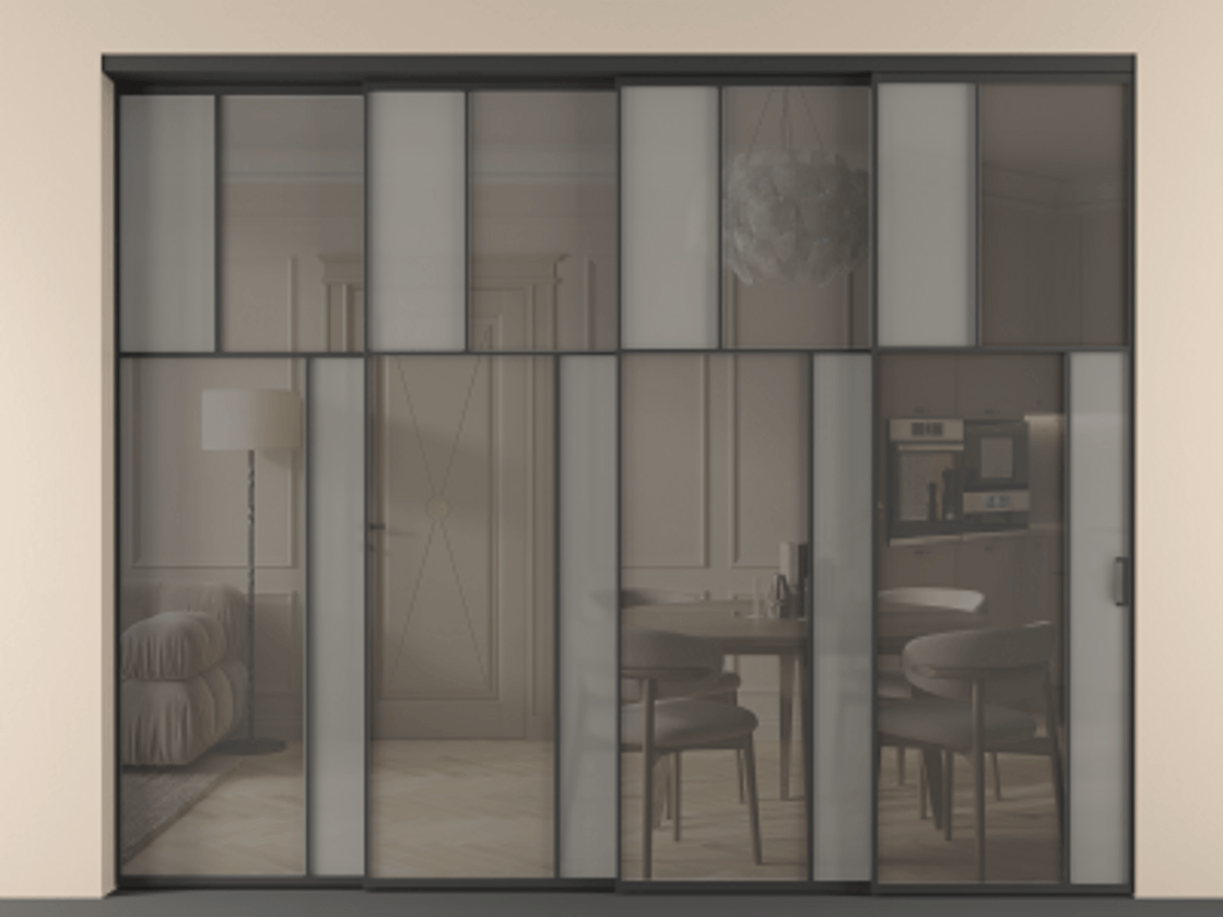 Перегородка Mosaic внутри проема телескопик синхро-4 #VENDORCODE# #FURNISH# #GLASS# Цена #PRICE# #CURRENCY# | Volhovec
