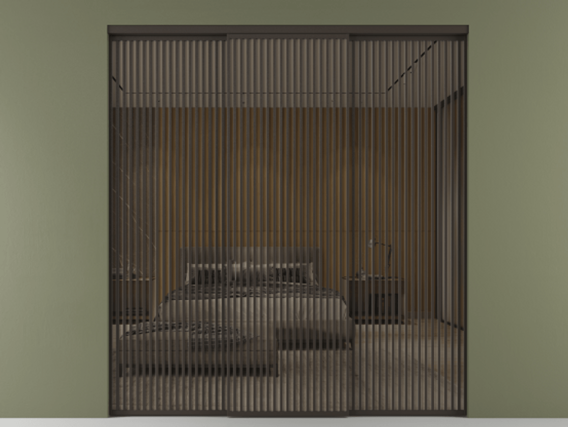 Перегородка Formato внутри проёма 3 створки АЛПР 040.06 Алюминий антрацит Рефлективное бронзовое стекло "Stopsol", калёное Цена 32700 Br | Volhovec