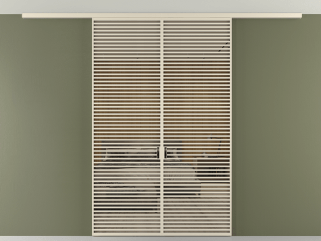 Перегородка Формато вдоль стены на потолок 2 створки АЛПР 040.07 Алюминий бежево-серый Рефлективное бронзовое стекло "Стопсол", калёное Цена 24570 Br | Volhovec