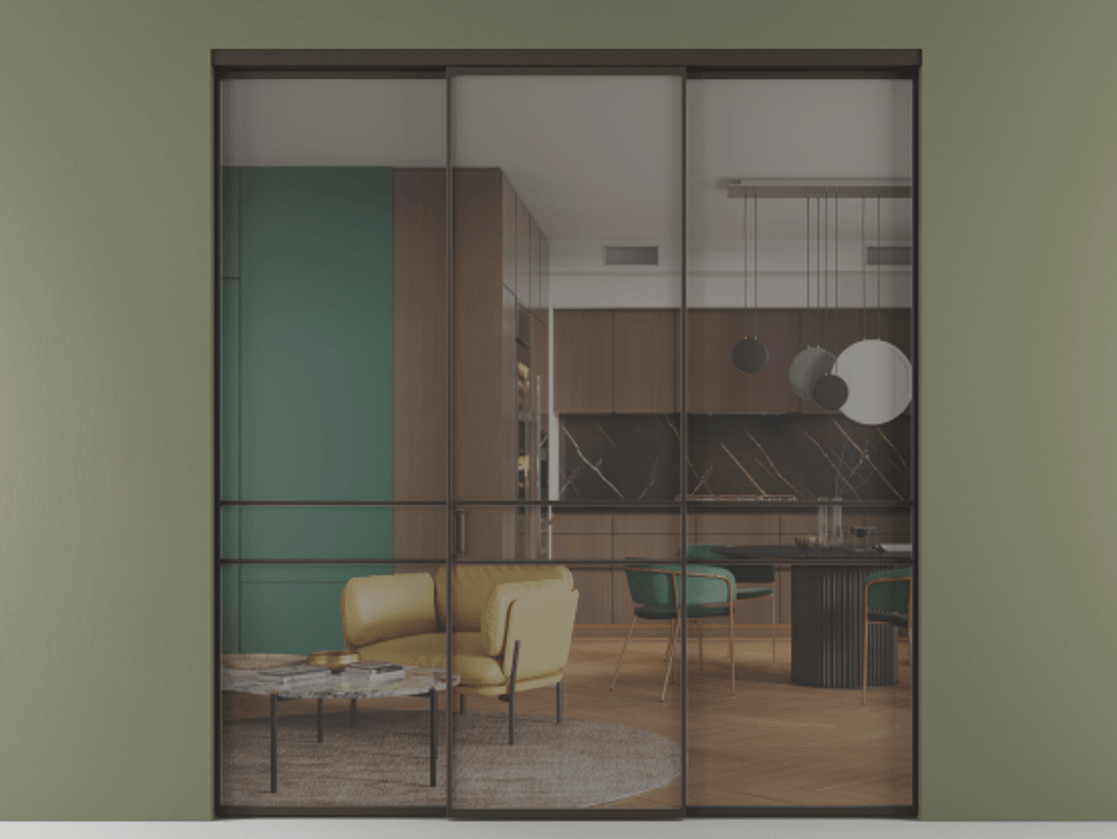 Перегородка Formato внутри проёма 3 створки АЛПР 040.02 Алюминий антрацит Прозрачное серое стекло, триплекс. Цена 13290 Br 1. Полотно 3 шт. (800/2100 мм)
2. Комплект установки раздвижной системы
3. Базовый комплект фурнитуры
4.Ручка RONDO. Фабрика дверей Волховец 8 (800) 551 43 19 Перегородка Formato внутри проёма 3 створки АЛПР 040.02 Алюминий антрацит Прозрачное серое стекло, триплекс Цена 13290 Br | Volhovec