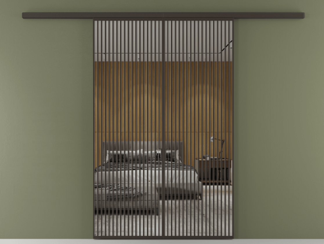 Перегородка Formato вдоль стены 2 створки АЛПР 040.06 Алюминий антрацит Двустороннее зеркало, триплекс , триплекс 6 мм Цена 22940 Br | Volhovec