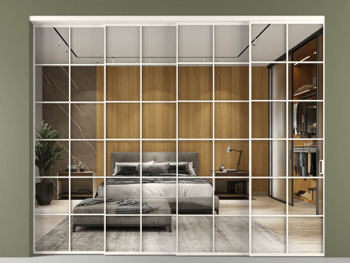 Перегородка Formato внутри проёма 4 створки с синхронным механизмом АЛПР 040.05 Алюминий пудровый белый Двустороннее зеркало, триплекс , триплекс 6 мм. Цена 25240 Br 1. Полотно 4 шт. (800/2100 мм)
2. Комплект установки раздвижной системы
3. Базовый комплект фурнитуры
4. Комплект фурнитуры телескопик синхро-3
5. Ручка RONDO
. Фабрика дверей Волховец 8 (800) 551 43 19 Перегородка Formato внутри проёма 4 створки с синхронным механизмом АЛПР 040.05 Алюминий пудровый белый Двустороннее зеркало, триплекс , триплекс 6 мм Цена 25240 Br | Volhovec