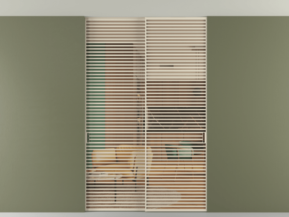 Перегородка Formato внутри проёма скрытое крепление в потолок 2 створки АЛПР 040.07 Алюминий бежево-серый Прозрачное оранжевое стекло, триплекс Цена 27000 Br | Volhovec