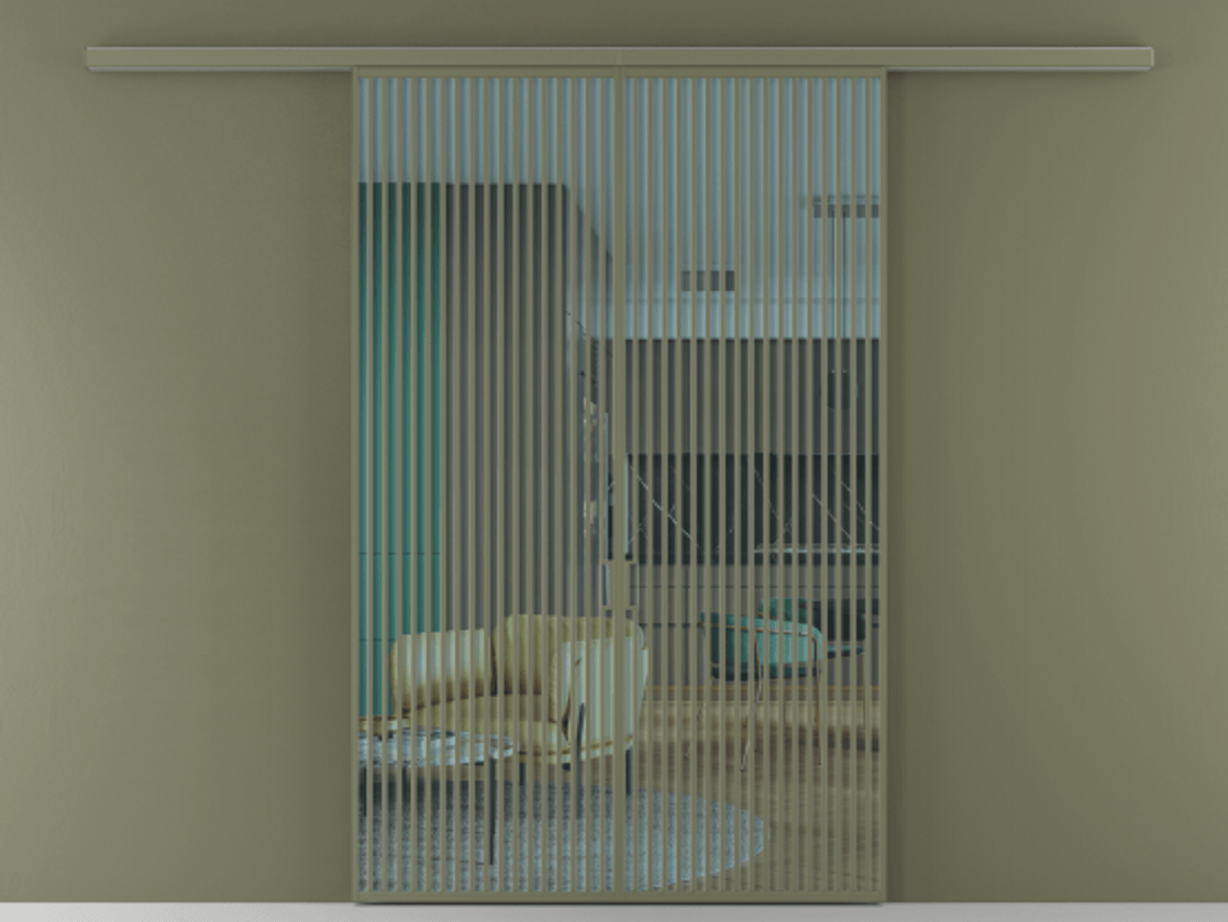 Перегородка Formato вдоль стены 2 створки АЛПР 040.06 Алюминий оливковый тёмный Прозрачное голубое стекло, триплекс Цена 19200 Br | Volhovec