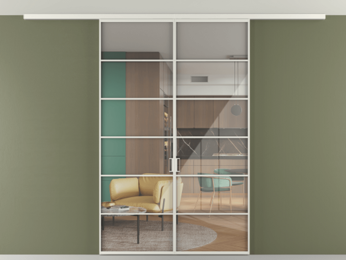 Перегородка Формато вдоль стены на потолок 2 створки АЛПР 040.04 Алюминий серый Рефлективное прозрачное стекло "Стопсол", калёное. Цена 11840 Br 1. Полотно 2 шт. (800/2100 мм)
2. Комплект установки раздвижной системы
3. Базовый комплект фурнитуры
4.Ручка Рондо. Фабрика дверей Волховец 8 (800) 551 43 19 Перегородка Формато вдоль стены на потолок 2 створки АЛПР 040.04 Алюминий серый Рефлективное прозрачное стекло "Стопсол", калёное Цена 11840 Br | Volhovec