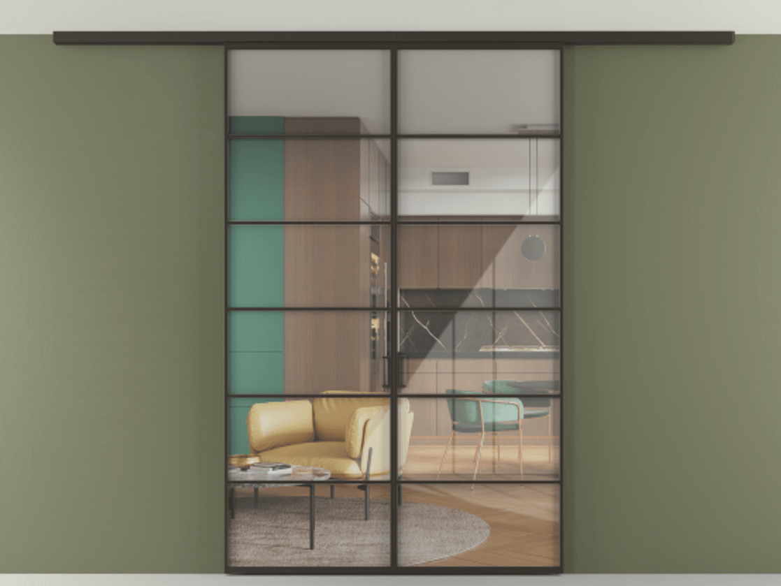 Перегородка Формато вдоль стены на потолок 2 створки АЛПР 040.04 Алюминий антрацит Рефлективное прозрачное стекло "Стопсол", калёное. Цена 11840 Br 1. Полотно 2 шт. (800/2100 мм)
2. Комплект установки раздвижной системы
3. Базовый комплект фурнитуры
4.Ручка Рондо. Фабрика дверей Волховец 8 (800) 551 43 19 Перегородка Формато вдоль стены на потолок 2 створки АЛПР 040.04 Алюминий антрацит Рефлективное прозрачное стекло "Стопсол", калёное Цена 11840 Br | Volhovec