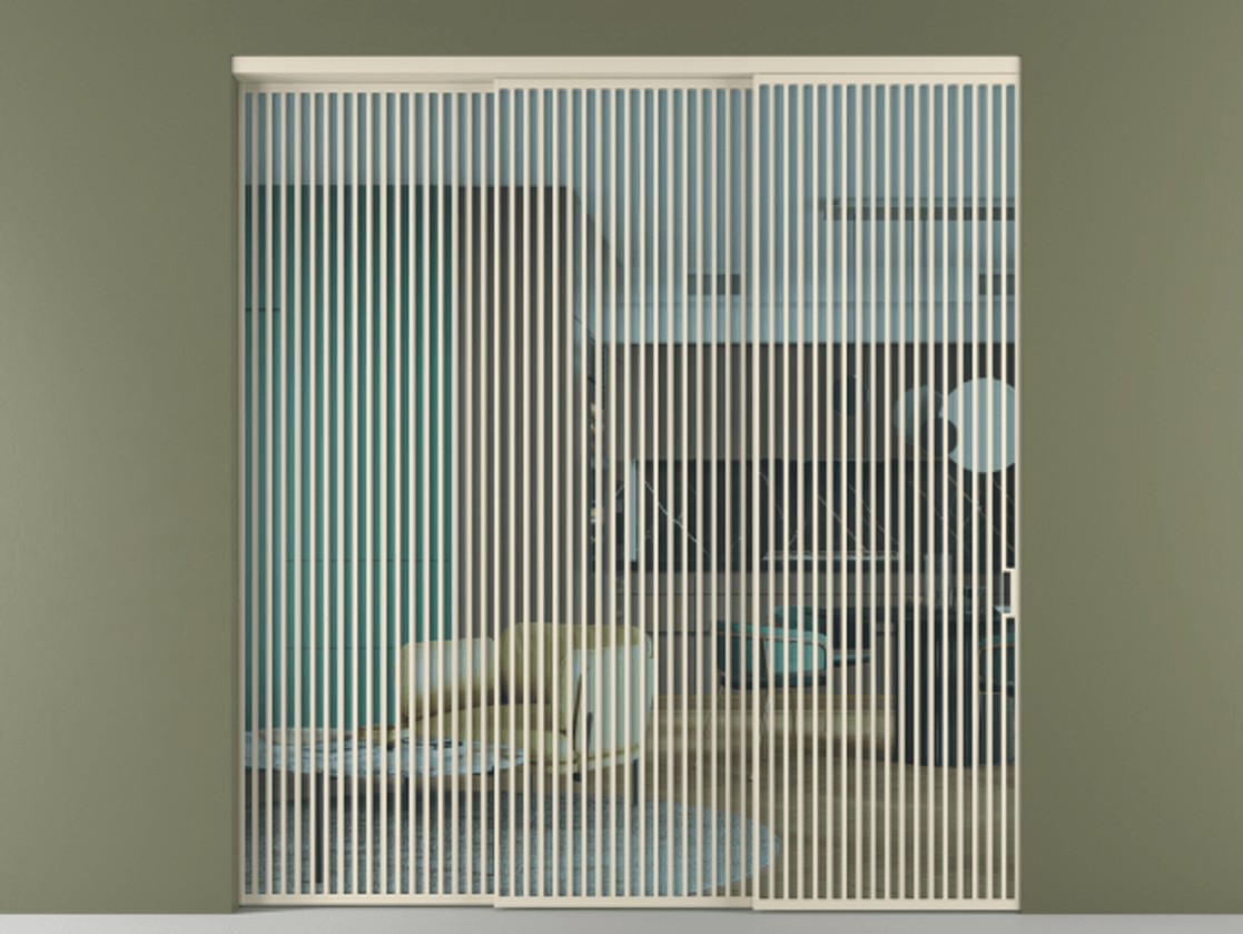 Перегородка Формато внутри проёма 3 створки с синхронным механизмом АЛПР 040.06 Алюминий бежево-серый Прозрачное голубое стекло, триплекс Цена 31000 Br  | Volhovec