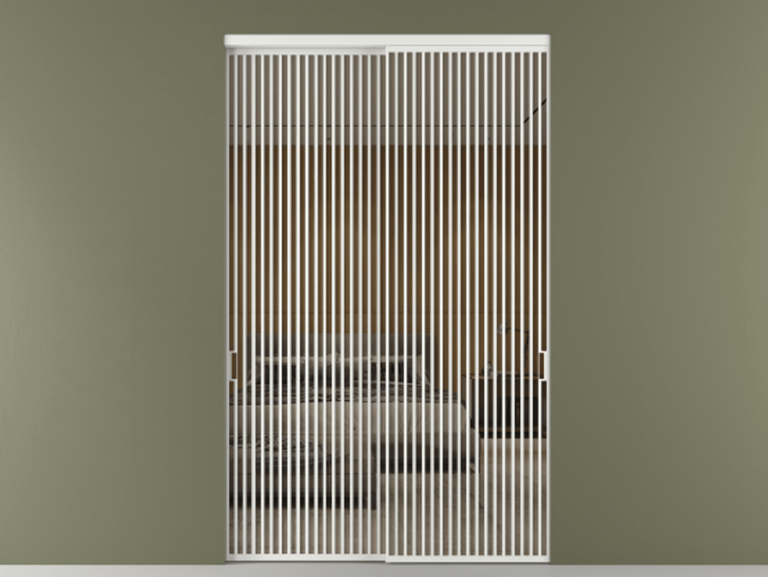 Перегородка Formato внутри проёма 2 створки АЛПР 040.06 Алюминий белоснежный Рефлективное бронзовое стекло "Stopsol", калёное Цена 36050 Br  | Volhovec