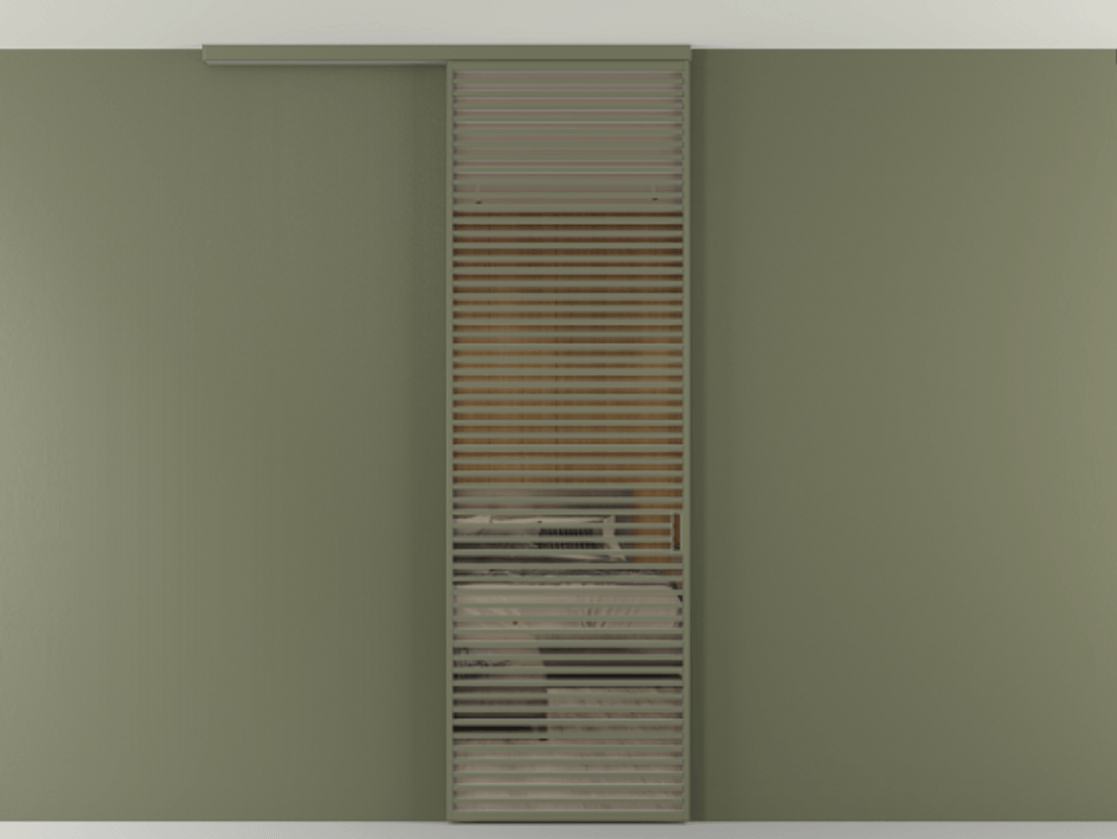 Перегородка Формато вдоль стены на потолок 1 створка АЛПР 040.07 Алюминий оливковый тёмный Рефлективное бронзовое стекло "Стопсол", калёное Цена 10350 Br | Volhovec