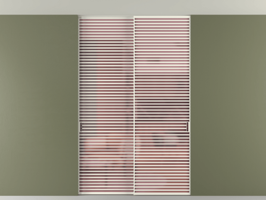 Перегородка Формато внутри проёма скрытое крепление в потолок 2 створки АЛПР 040.07 Алюминий жемчужный Сатинированное розовое стекло, триплекс Цена 21900 Br | Volhovec