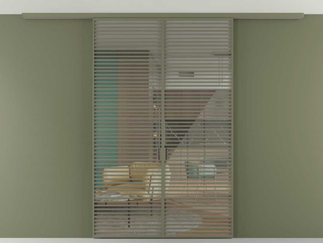 Перегородка Formato вдоль стены на потолок 2 створки АЛПР 040.07 Алюминий оливковый тёмный Рефлективное прозрачное стекло "Стопсол", калёное Цена 24570 Br | Volhovec