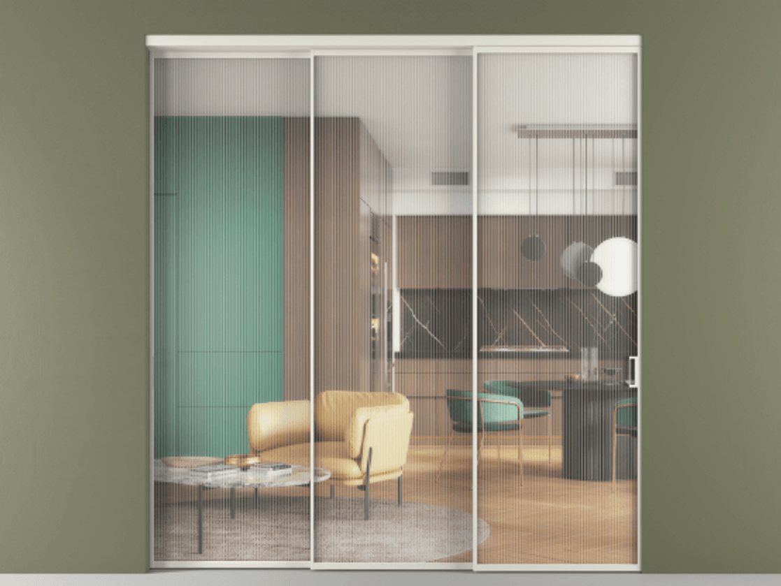 Перегородка Formato внутри проёма телескопик синхро 2 АЛПР 040.01 Алюминий Белый Рифлёное стекло "Moru", триплекс, 8 мм. Скрытый короб БЕЛ Цена 19220 Br 1. Полотно 3 шт. (800/2100 мм)
2. Комплект установки раздвижной системы
3. Базовый комплект фурнитуры
4. Комплект фурнитуры телескопик синхро-2
5.Ручка RONDO
. Фабрика дверей Волховец 8 (800) 551 43 19 Перегородка Formato внутри проёма телескопик синхро 2 АЛПР 040.01 Алюминий Белый Рифлёное стекло "Moru", триплекс, 8 мм Цена 19220 Br | Volhovec