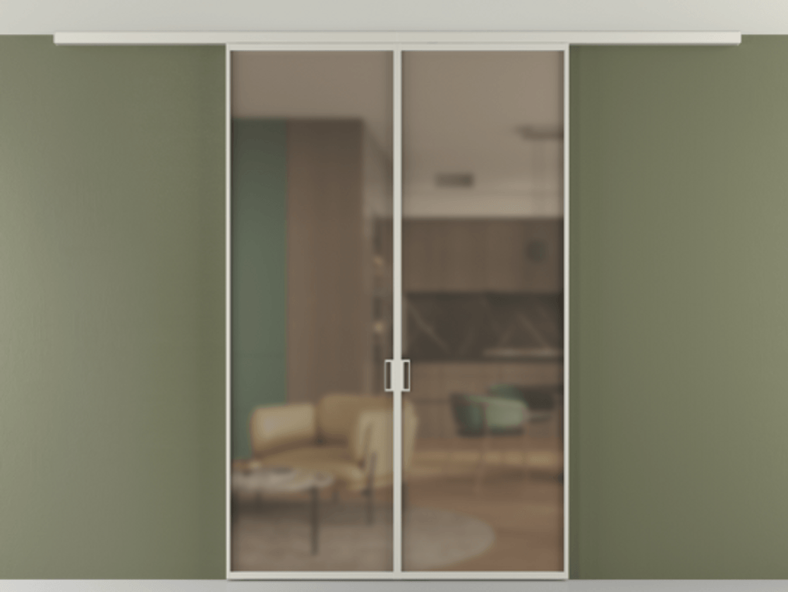 Перегородка Формато вдоль стены на потолок 2 створки АЛПР 040.01 Алюминий тёплый серый Сатинированное бронзовое стекло, триплекс Цена 11550 Br | Volhovec