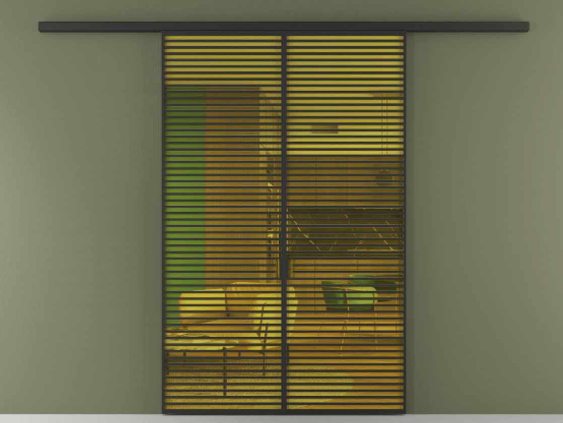 Перегородка Формато вдоль стены 2 створки АЛПР 040.07 Алюминий Черный Прозрачное жёлтое стекло, триплекс Цена 17500 Br | Volhovec