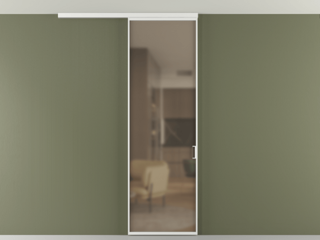 Перегородка Formato вдоль стены на потолок 1 створка АЛПР 040.01 Алюминий белоснежный Сатинированное бронзовое стекло, триплекс Цена 5150 Br | Volhovec