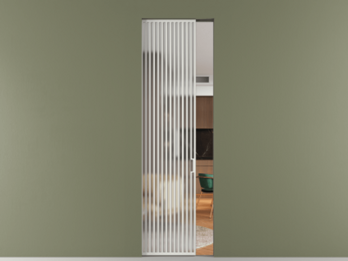 Перегородка Formato скрытый пенал 1 створка АЛПР 040.06 Алюминий светло-серый Сатинированное стекло "Мателюкс Кристал Вижн", калёное, матовое, каленое 6 мм Цена 14780 Br | Volhovec