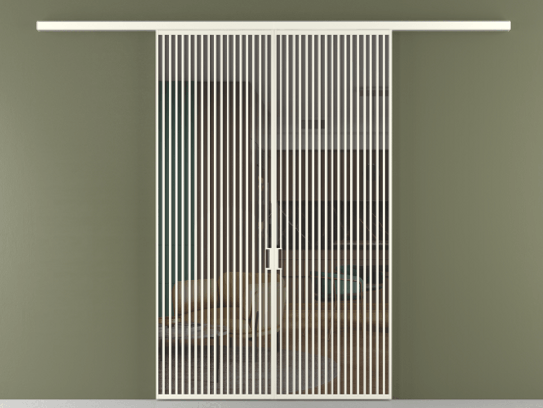 Перегородка Formato вдоль стены 2 створки АЛПР 040.06 Алюминий жемчужный Прозрачное серое стекло, триплекс Цена 22940 Br | Volhovec