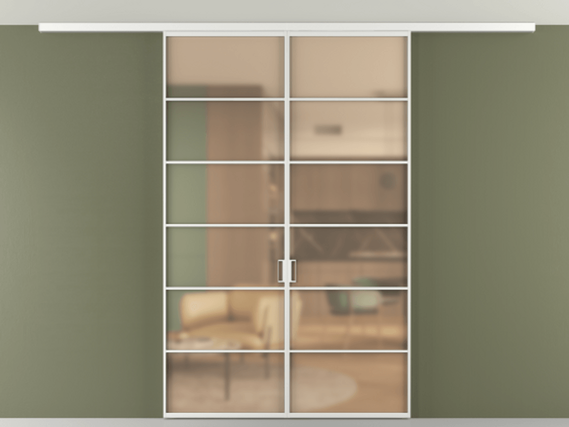 Перегородка Formato вдоль стены на потолок 2 створки АЛПР 040.04 Алюминий белоснежный Сатинированное оранжевое стекло, триплекс Цена 13100 Br | Volhovec