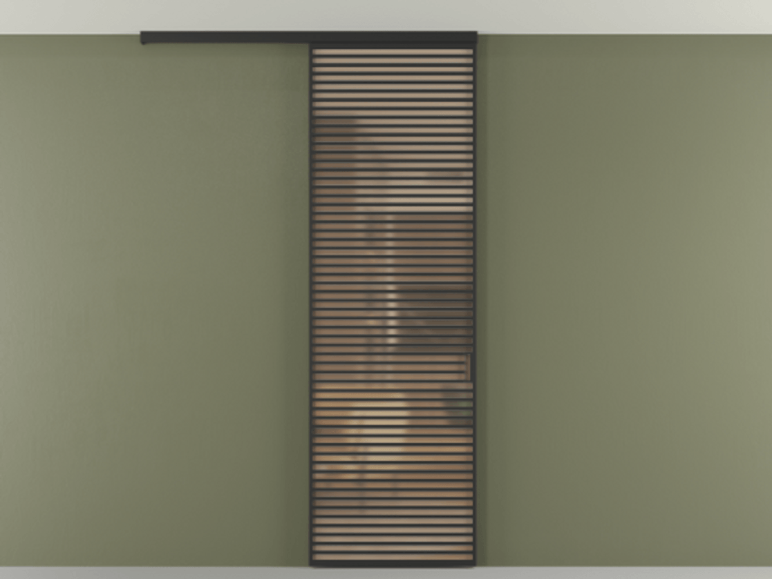 Перегородка Формато вдоль стены на потолок 1 створка АЛПР 040.07 Алюминий Черный Сатинированное оранжевое стекло, триплекс Цена 9100 Br | Volhovec