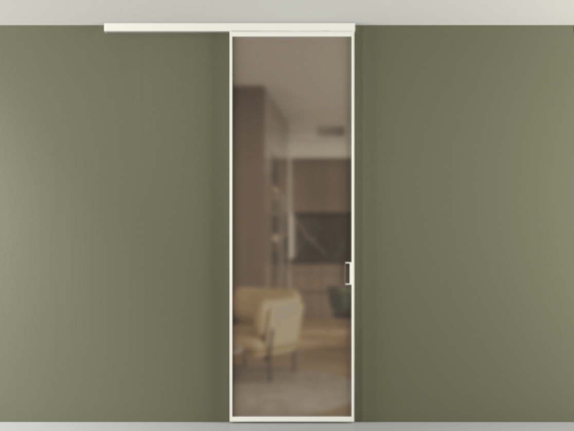 Перегородка Formato вдоль стены на потолок 1 створка АЛПР 040.01 Алюминий жемчужный Сатинированное бронзовое стекло, триплекс Цена 5150 Br | Volhovec