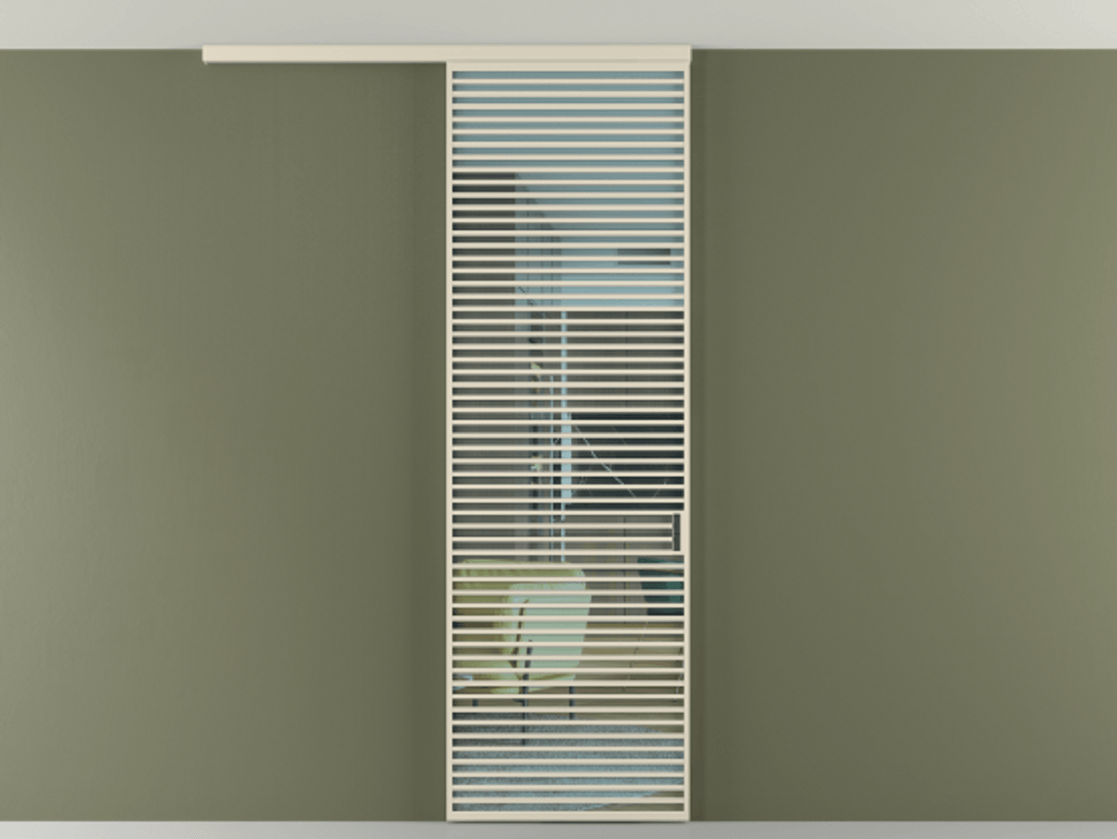 Перегородка Formato вдоль стены на потолок одностворчатая АЛПР 040.07 Алюминий бежево-серый Прозрачное голубое стекло, триплекс Цена 10900 Br | Volhovec