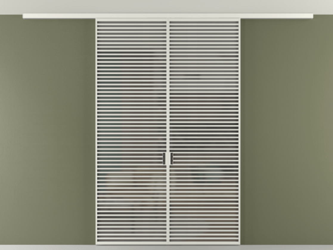 Перегородка Формато вдоль стены на потолок 2 створки АЛПР 040.07 Алюминий серый Сатинированное серое стекло, триплекс Цена 19640 Br | Volhovec