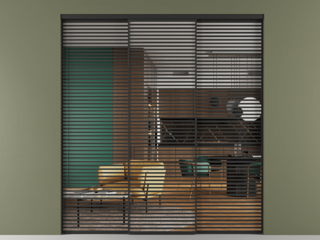 Перегородка Formato внутри проема трёхстворчатая #VENDORCODE# #FURNISH# #GLASS# Цена #PRICE# #CURRENCY# | Volhovec