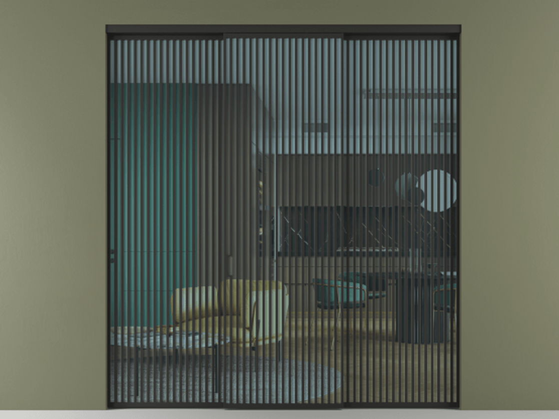 Перегородка Formato внутри проёма 3 створки АЛПР 040.06 Алюминий Черный Прозрачное голубое стекло, триплекс Цена 24700 Br | Volhovec