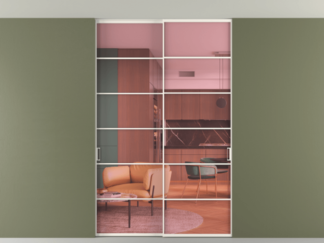 Перегородка Formato внутри проёма скрытое крепление в потолок 2 створки АЛПР 040.04 Алюминий пудровый белый Прозрачное розовое стекло, триплекс. Цена 16400 Br 1. Полотно 2 шт. (800/2100 мм)
2. Комплект установки раздвижной системы
3. Базовый комплект фурнитуры
4. Ручка RONDO. Фабрика дверей Волховец 8 (800) 551 43 19 Перегородка Formato внутри проёма скрытое крепление в потолок 2 створки АЛПР 040.04 Алюминий пудровый белый Прозрачное розовое стекло, триплекс Цена 16400 Br | Volhovec