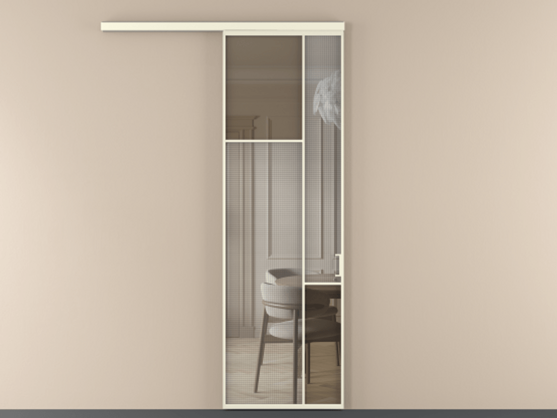 Перегородка Mosaic вдоль стены 1 створка АЛПР 041.10 Алюминий молочно-белый Декоративное стекло с сеткой "Mesh silver", триплекс, 6 мм + Прозрачное бронзовое стекло, триплекс. Цена 7650 Br . Фабрика дверей Волховец 8 (800) 551 43 19 Перегородка Mosaic вдоль стены 1 створка АЛПР 041.10 Алюминий молочно-белый Декоративное стекло с сеткой "Mesh silver", триплекс, 6 мм + Прозрачное бронзовое стекло, триплекс Цена 7650 Br | Volhovec