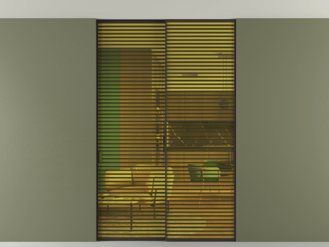 Перегородка Формато внутри проёма скрытое крепление в потолок 2 створки АЛПР 040.07 Алюминий антрацит Прозрачное жёлтое стекло, триплекс Цена 21900 Br | Volhovec